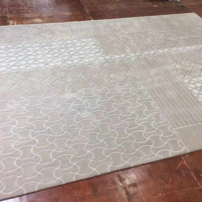 Tapete marinho de seda turco feito à mão com padrão e artesanato de treliça personalizados