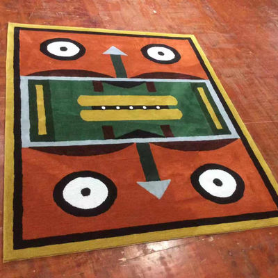 Tapete logotipo feito à mão com tecido de algodão e material de superfície acrílico