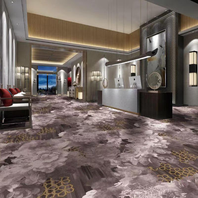 25*4M ou Suporte Dimensões personalizadas Tapete de piso de hotel de nylon Retângulo vermelho Design moderno