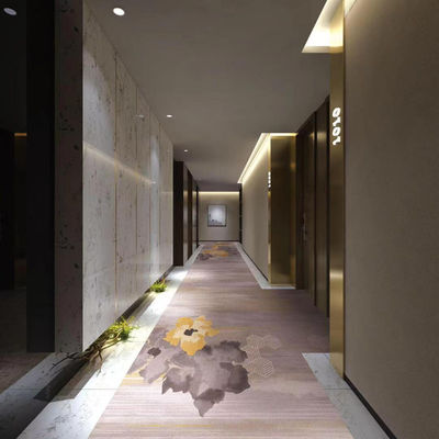 25*4M ou Suporte Dimensões personalizadas Tapete de piso de hotel de nylon Retângulo vermelho Design moderno